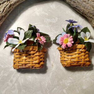 Vintage Miller Studio Chalkware Baskets with Flowers Wall Hanging